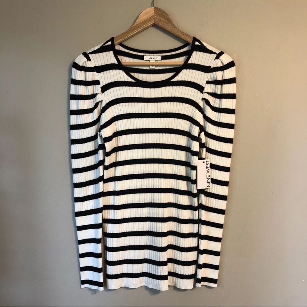 Nine West Women’s Ribbed design Puff sleeves Sweater - Picture 2 of 7